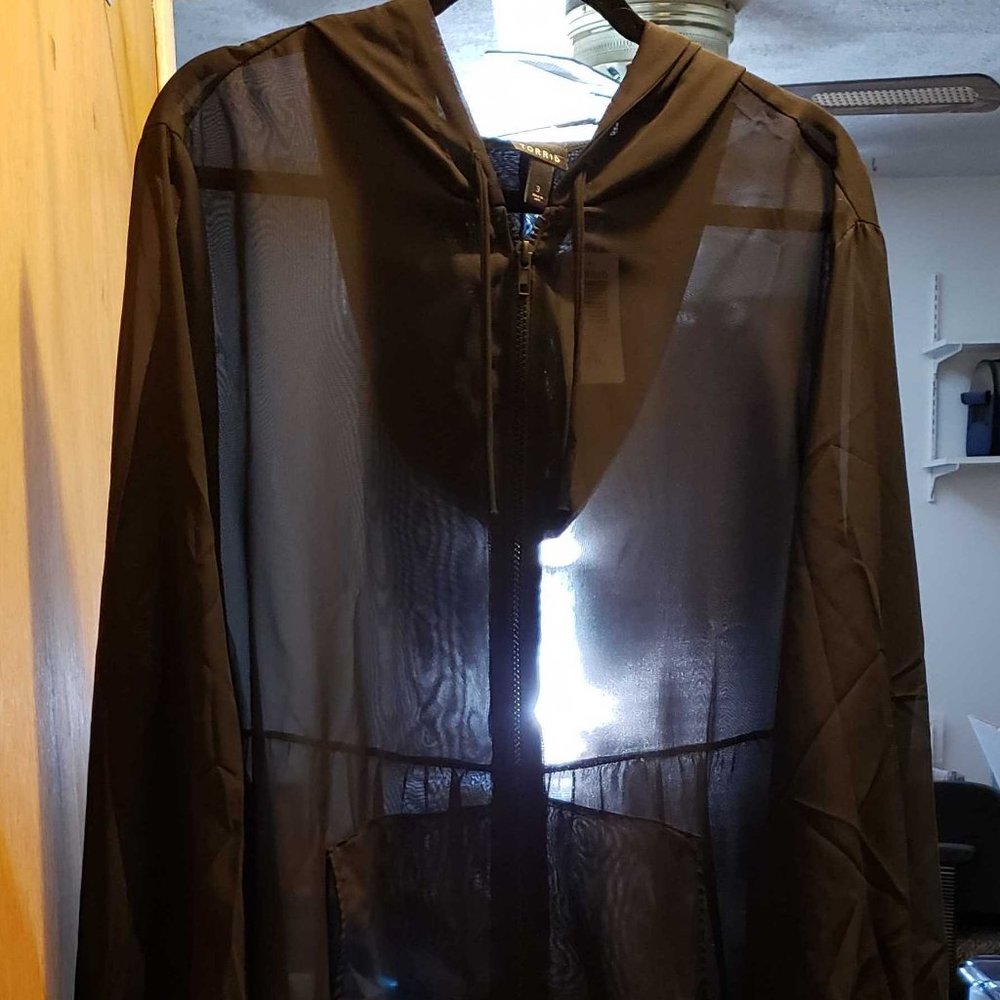 Torrid Sheer Chiffon Zip Front Hoodie